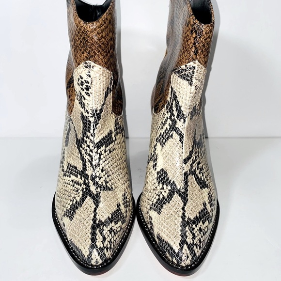 New Schutz Panelled Snake Effect Cowboy Boots - Picture 3 of 10